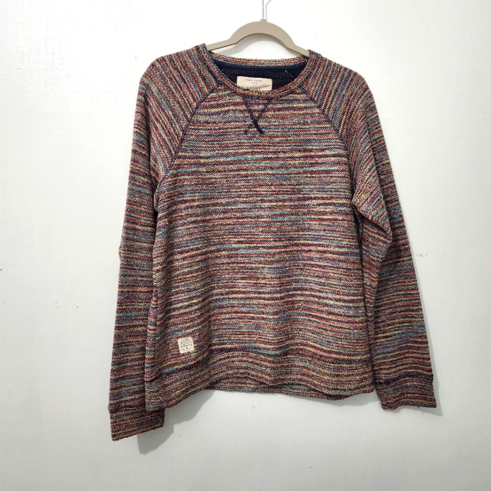 Native Youth Long Sleeve Rainbow Woven Shirt Large Terry Cloth Retro Jumper